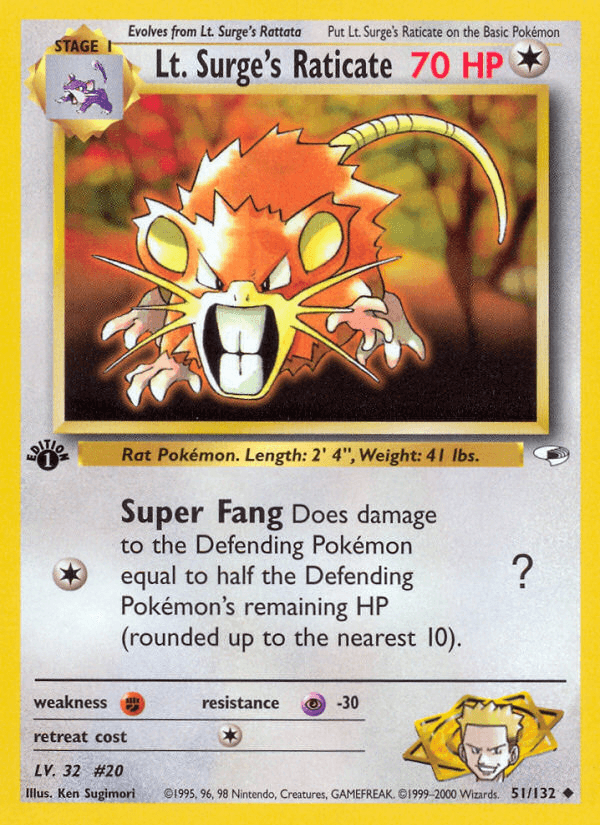 Lt. Surge's Raticate GYM1-51