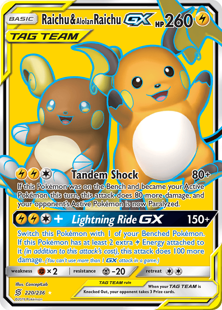 Raichu & Alolan Raichu-GX SM11-220
