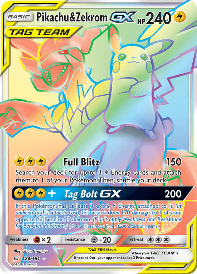 Pikachu & Zekrom-GX SM9-184