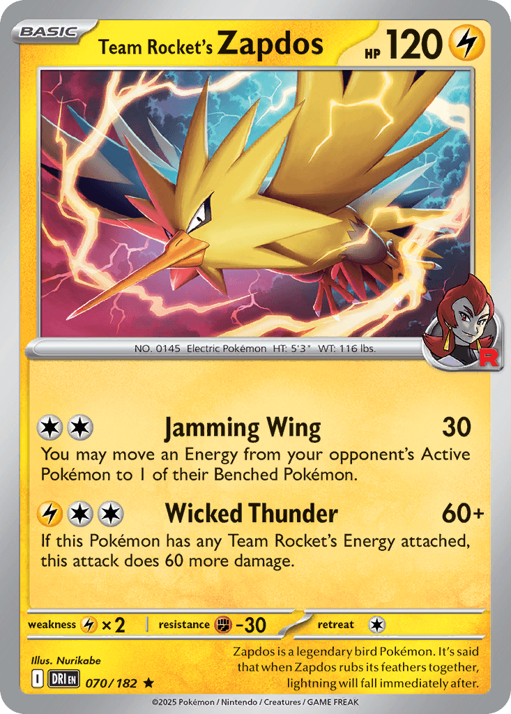 Team Rocket's Zapdos SV10-70