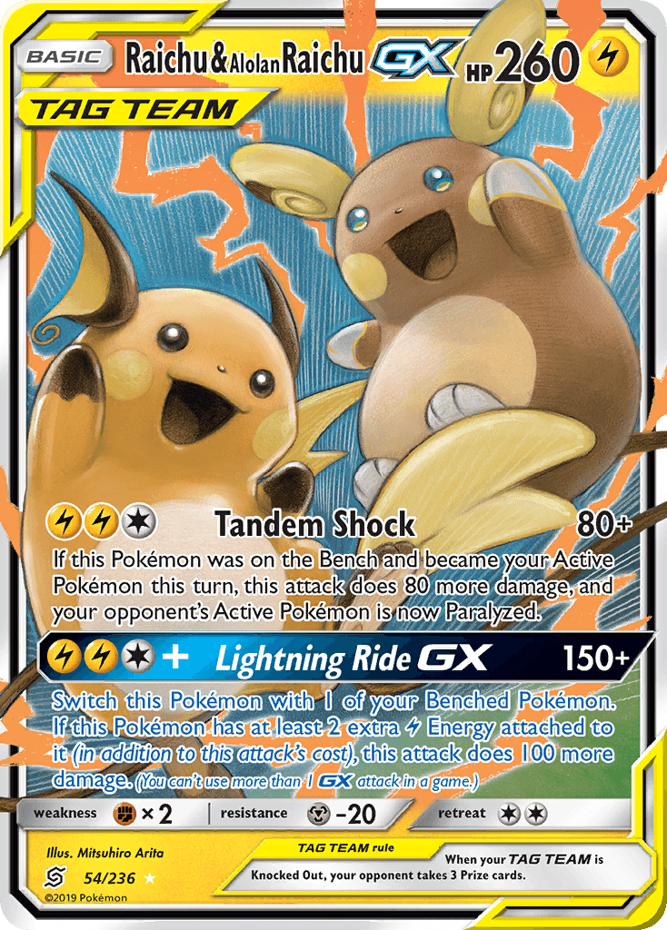 Raichu & Alolan Raichu-GX SM11-54